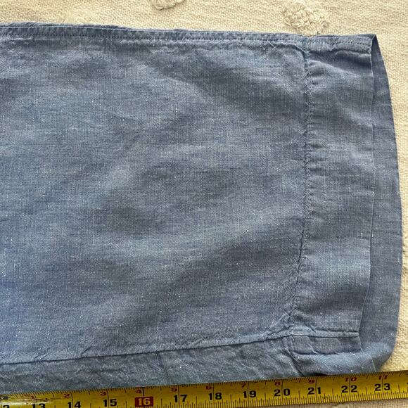 J.Jill 100% Linen Blue Wide Leg High Waist Crop Zipper Fly Elastic Back Size MP - Picture 6 of 7
